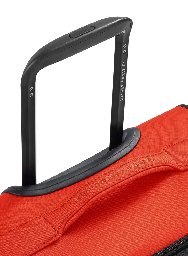 UNITED COLORS OF BENETTON  Color Block 55 Cm 4 Double Wheeled Softside Expandable Cabin Luggage Trolley Case - Red  | Best Price UAE